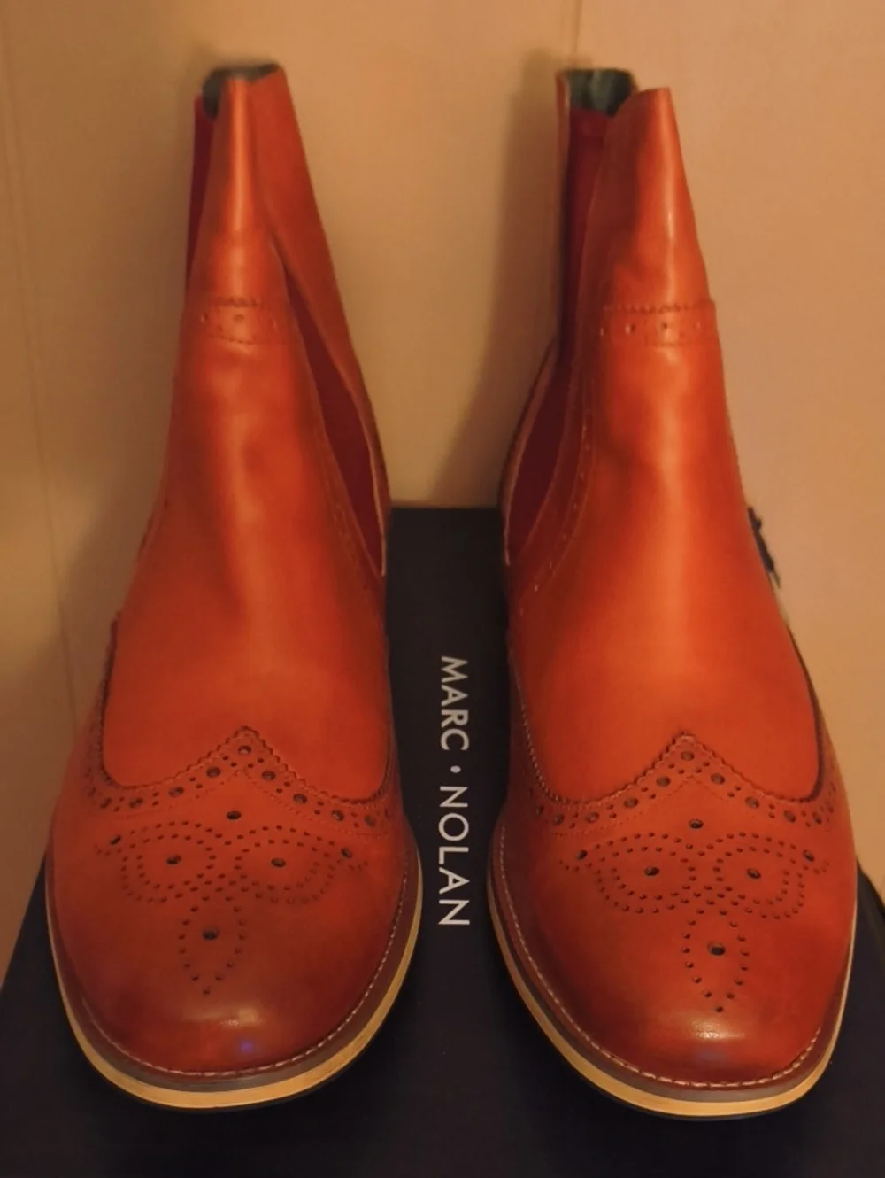 Marc Nolan Men's Cognac Tan Leather Chelsea Boots Size 13 M.